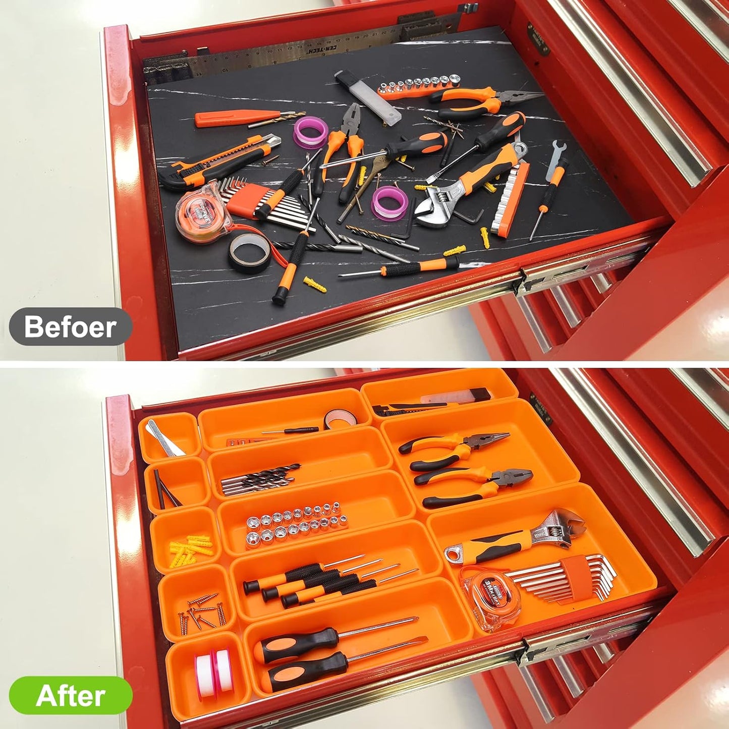 42 Pack Tool Box Organizer Tool Tray Dividers, Rolling Tool Chest Cart Cabinet Workbench Desk