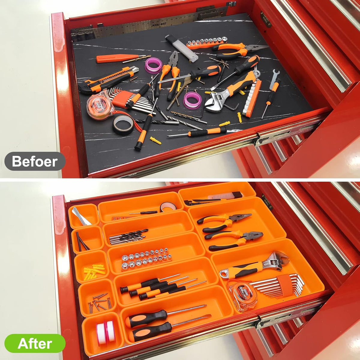 42 Pack Tool Box Organizer Tool Tray Dividers, Rolling Tool Chest Cart Cabinet Workbench Desk
