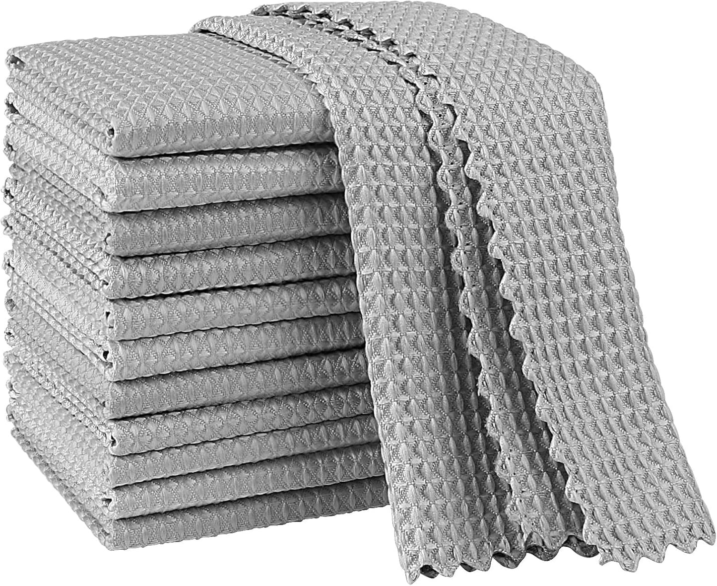 AIDEA Microfiber Cleaning Cloth for Glass 12PK, Grey, Lint Free Cloth Polishing Cleaning Rags