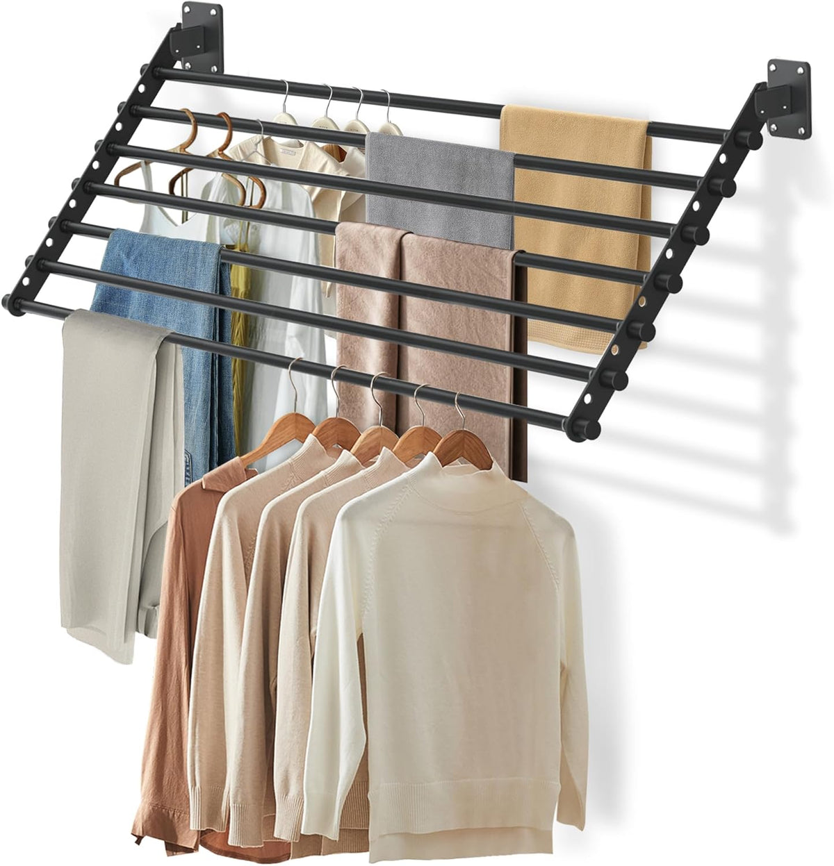 Wall Mounted Clothes Drying Rack 43 Inch – Foldable Laundry Drying Rack for Wall Mount, Space