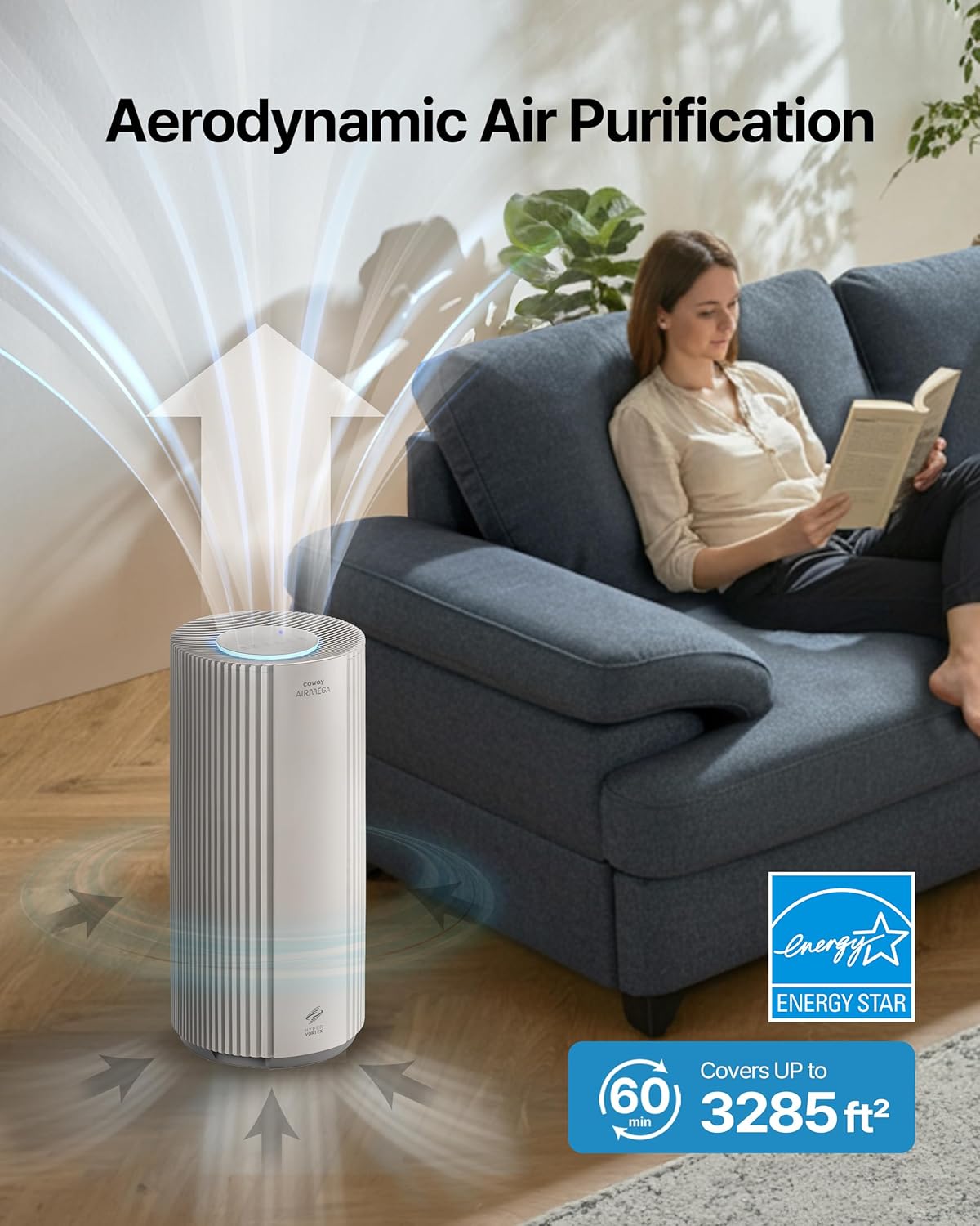COWAY Air Purifiers for Large Room Whole Home Up to 3,285ft², True HEPA Filter for Smoke, Allergen