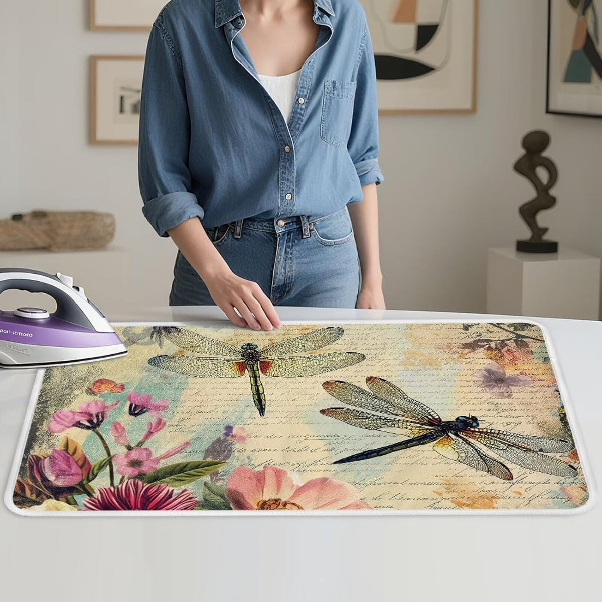 Vintage Ironing Pad Dragonfly Ironing Blanket Thick Travel Iron Pad Heat Resistant Ironing Board