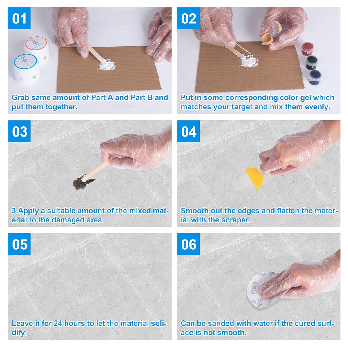 Marble and Granite Repair kit, Quartz Countertop Repair Kit for Chip Dents Cracks Holes Scratchs
