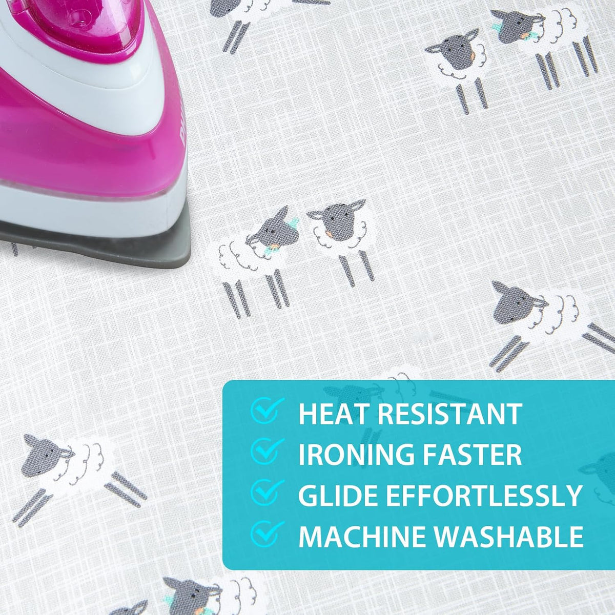 Table Top Ironing Board Cover 12 x 32 inch, 3 Layers Small Iron Board Cover, Heat Reflective Thick