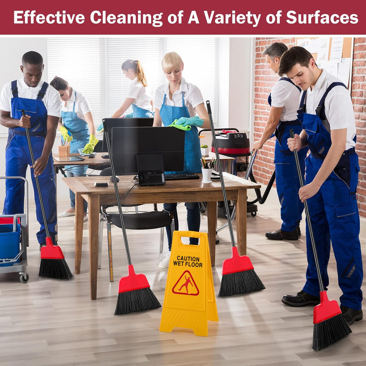 8 Pcs Outdoor Broom for Floor Cleaning 54 Inch Commercial Heavy Duty Broom Long Handle Kitchen