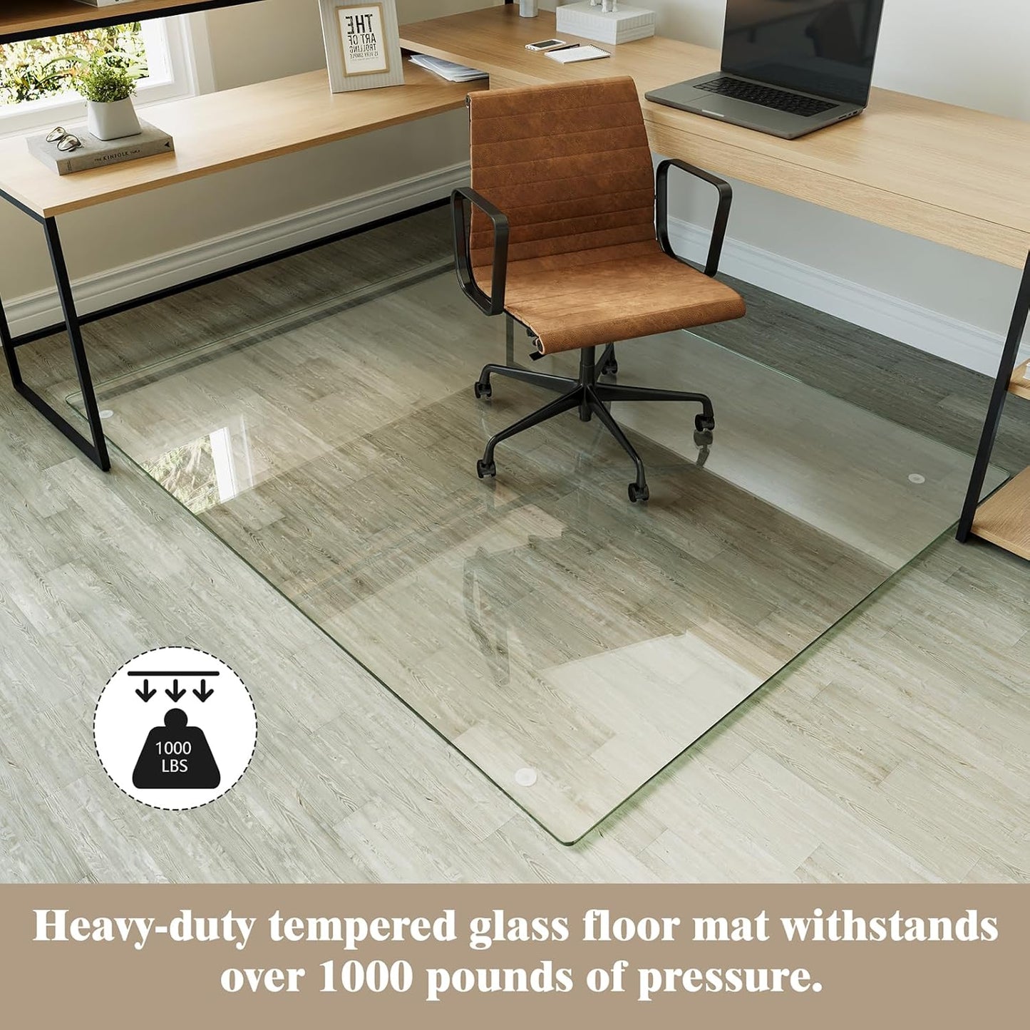 Koonmi Tempered Glass Chair Mat for Hardwood Floors & Carpets, 48" x 60“ Transparent Heavy Duty