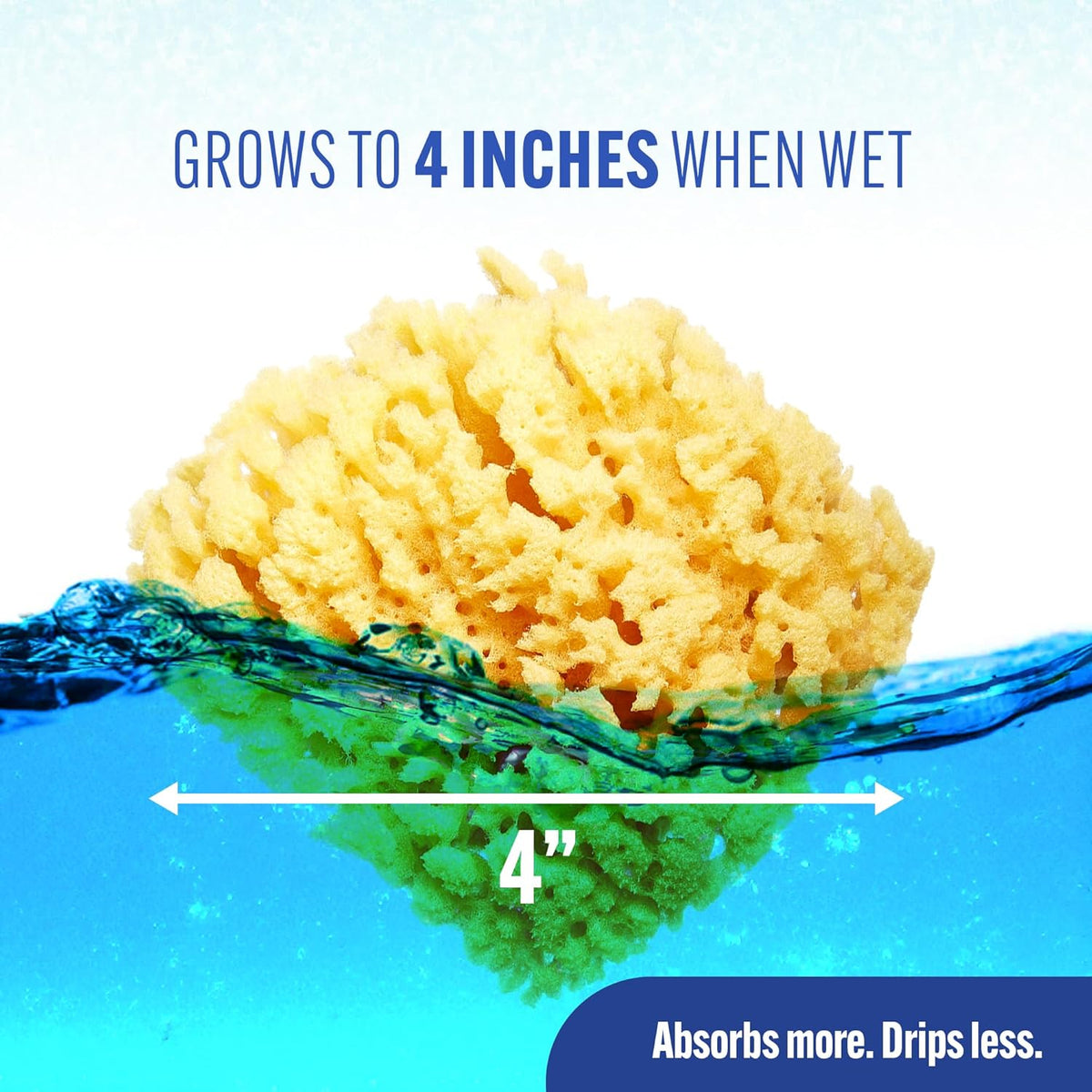 Baby Buddy Baby Bath 4in Yellow Sea Sponge, Absorbent Natural Sea Sponge, Soft on Tender Skin