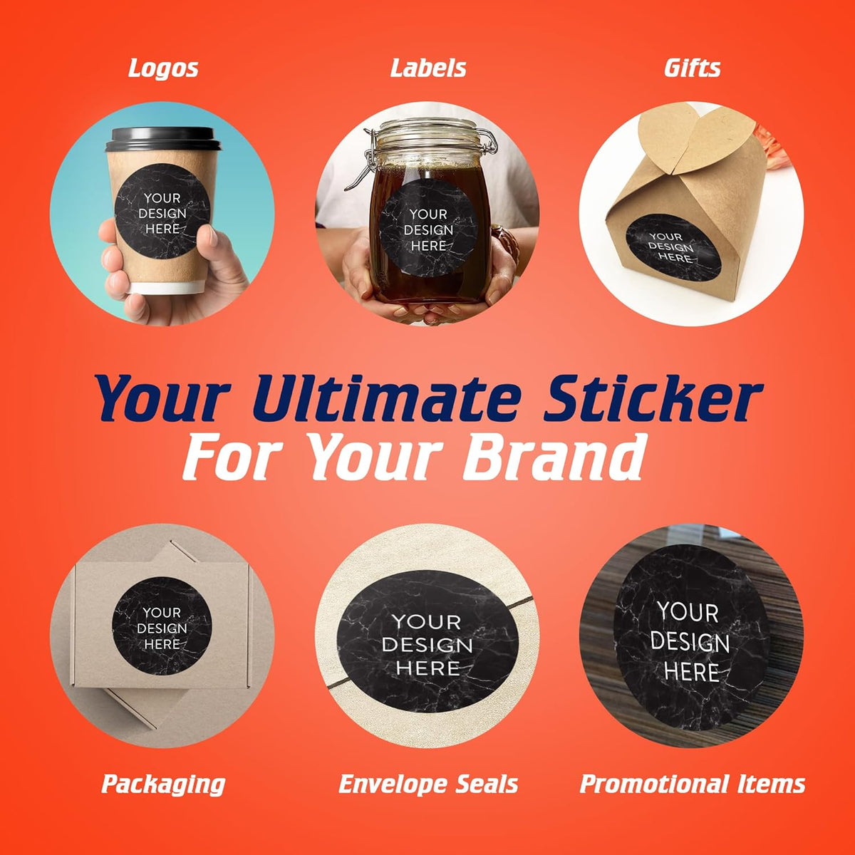 100 Custom Vinyl Stickers - Upload Your own Image, Text, Design, Logo - Personalized Logo Labels
