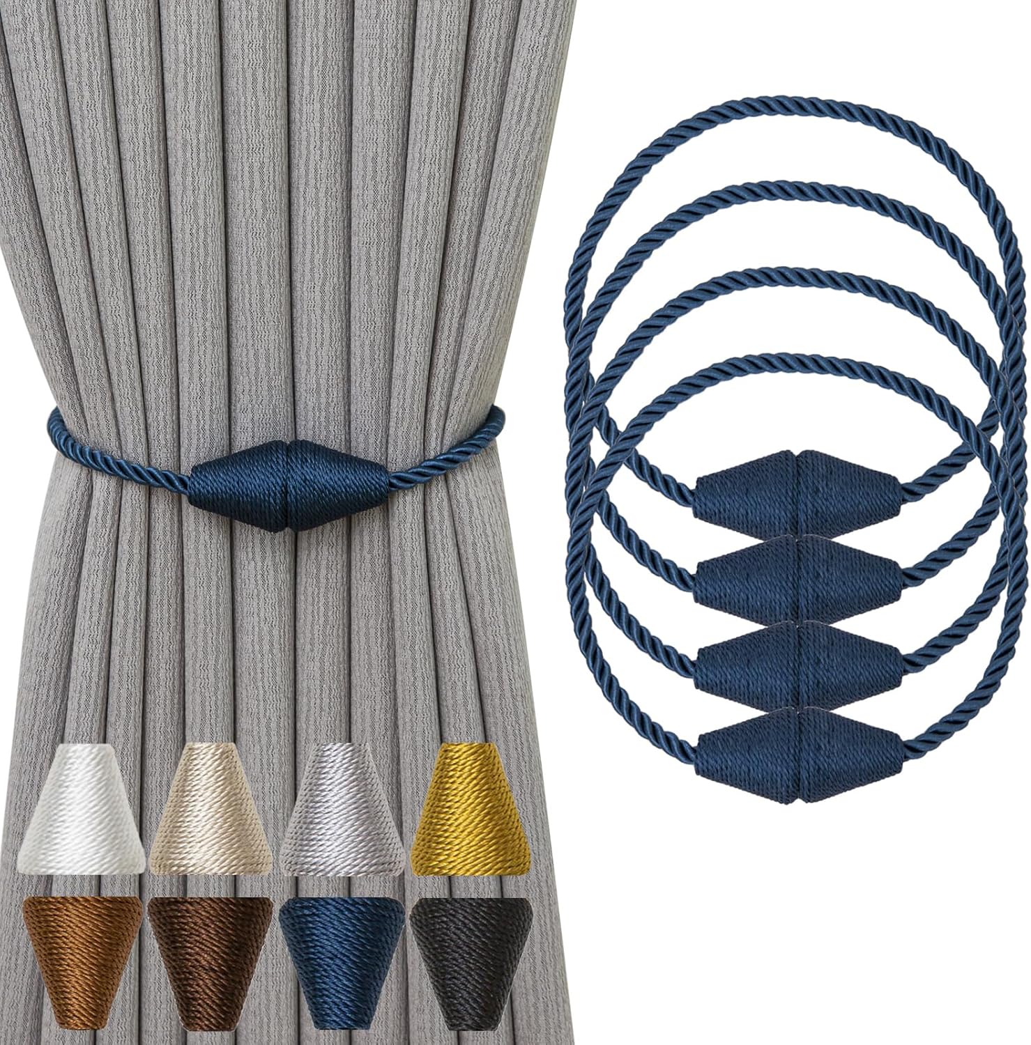 Magnetic Curtain Tiebacks 4 Pack Outdoor Rope Curtain Tie Backs Decorative Window Treatment