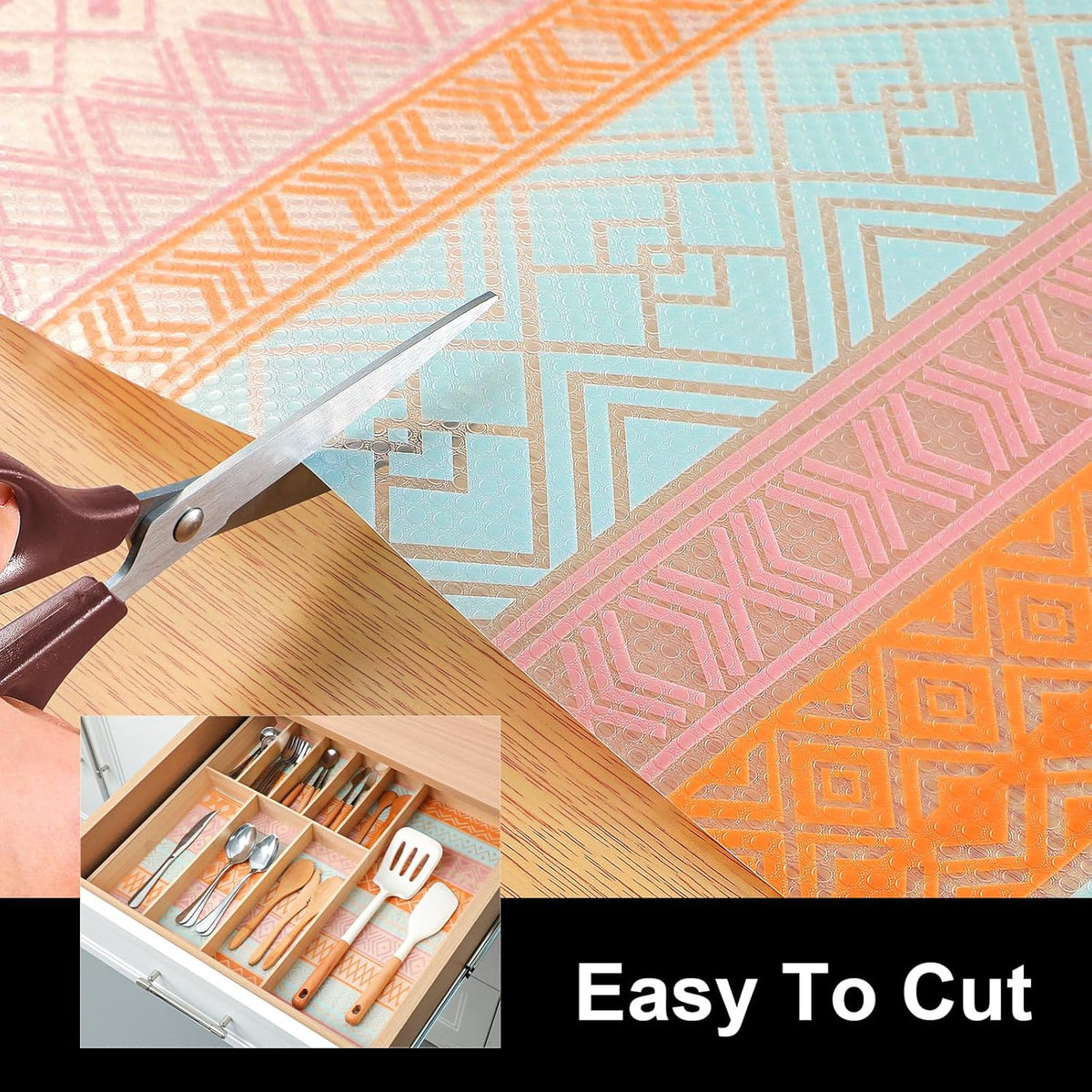 Cooyes Drawer and Shelf Liner, Non-Adhesive Shelf Liners for Kitchen Cabinets, Thick Strong Grip