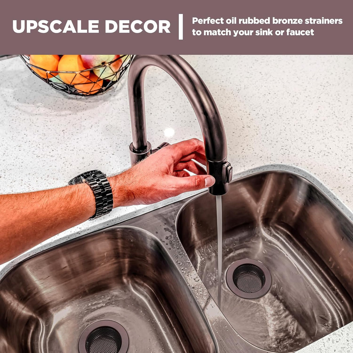 Retisee 2 Pcs Sink Strainer Stainless Steel Kitchen Sink Drain Strainer Basket Cover Mesh Hair Food