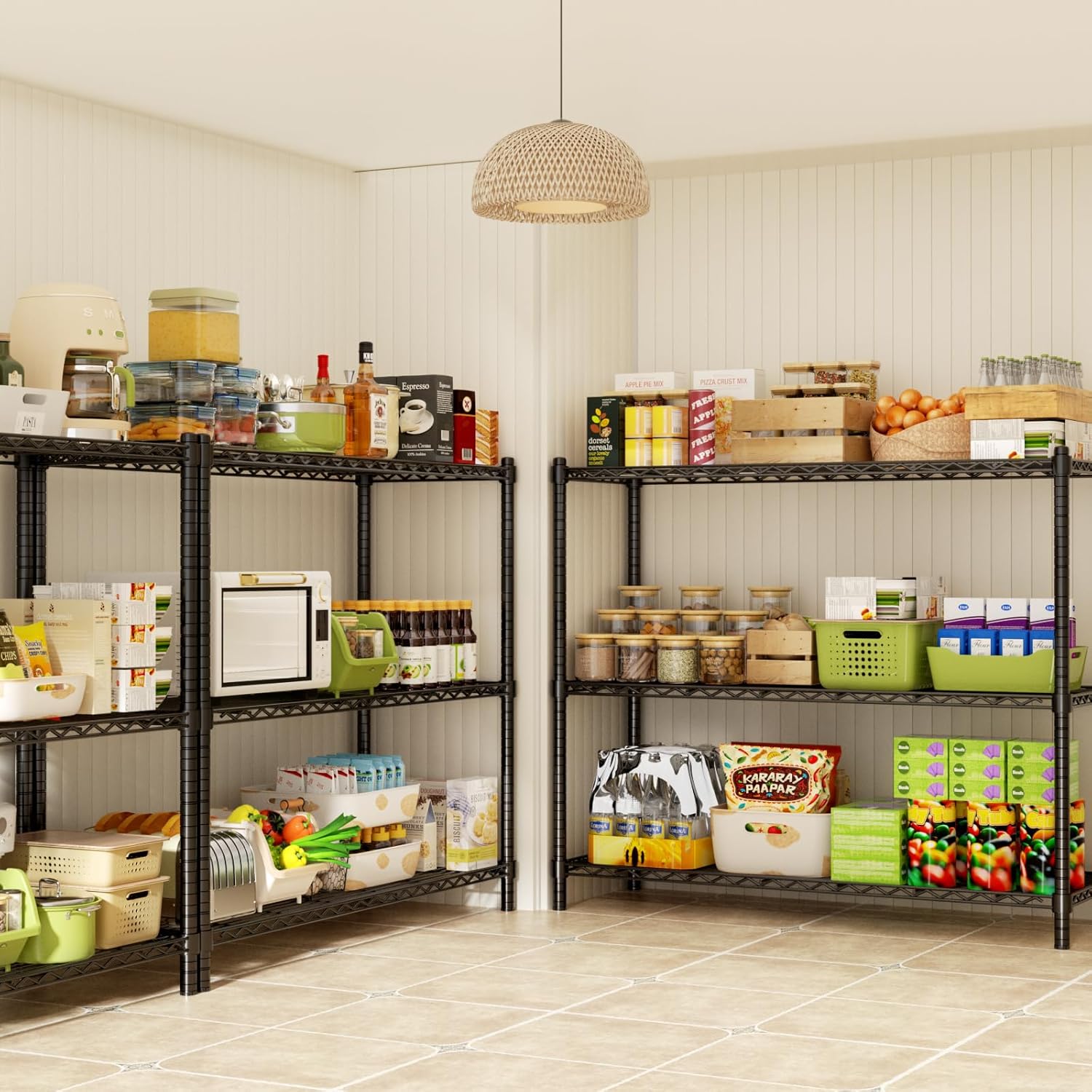 Storage Shelves, 3 PCS 48" L x 20" W x 47" H Heavy Duty Garage Wire Shelving Unit Loads 1200LBS
