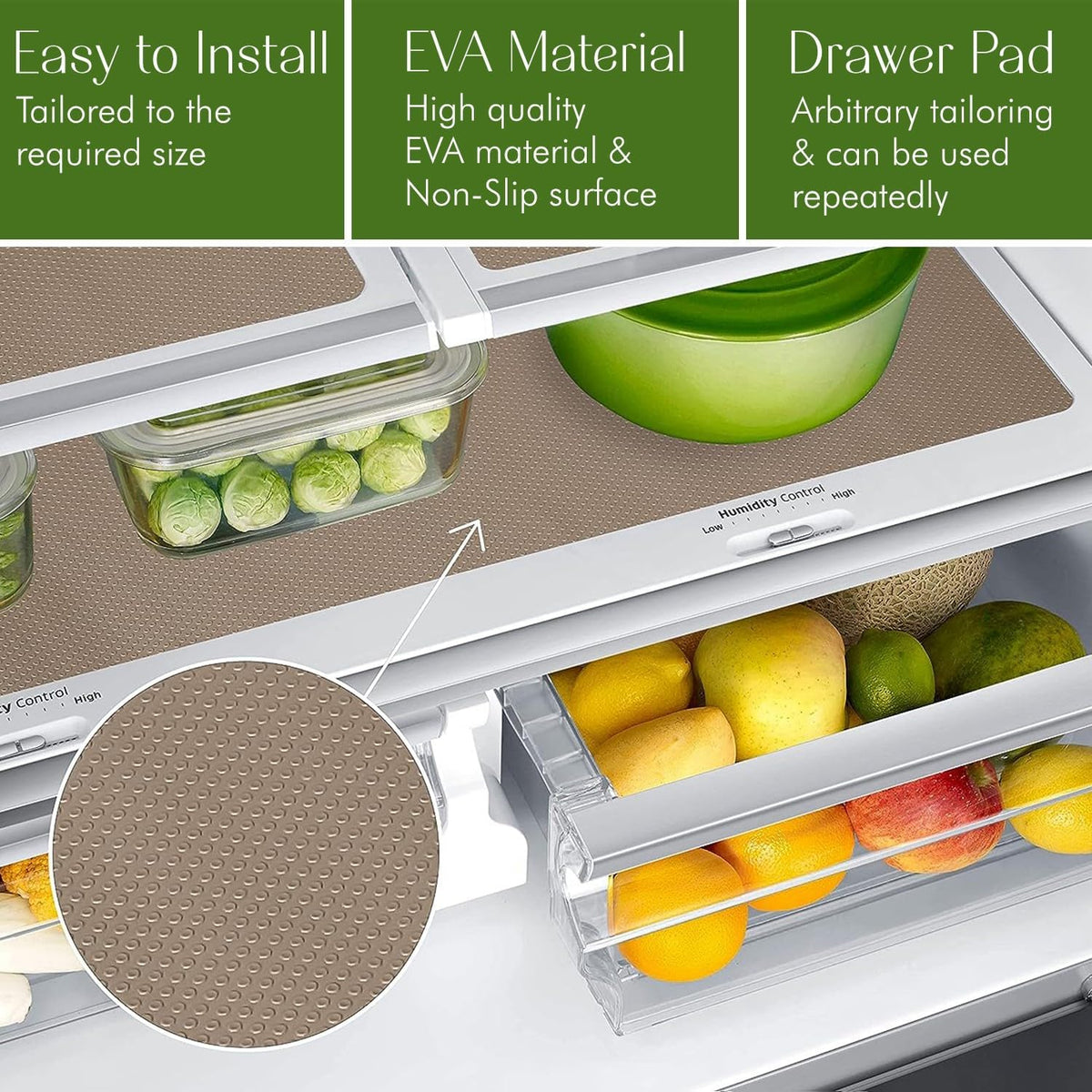 EVALAND 17.7" x 33 FT Non-Slip Shelf Liner, Non-Adhesive, BPA-Free, Waterproof Pantry Liner for