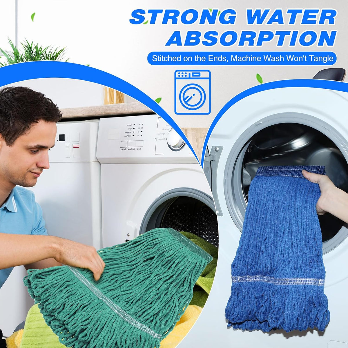 Roshtia 30 Pieces Commercial Mop Head Replacement Floor Cleaning Wet Mop Heads Heavy Duty Large