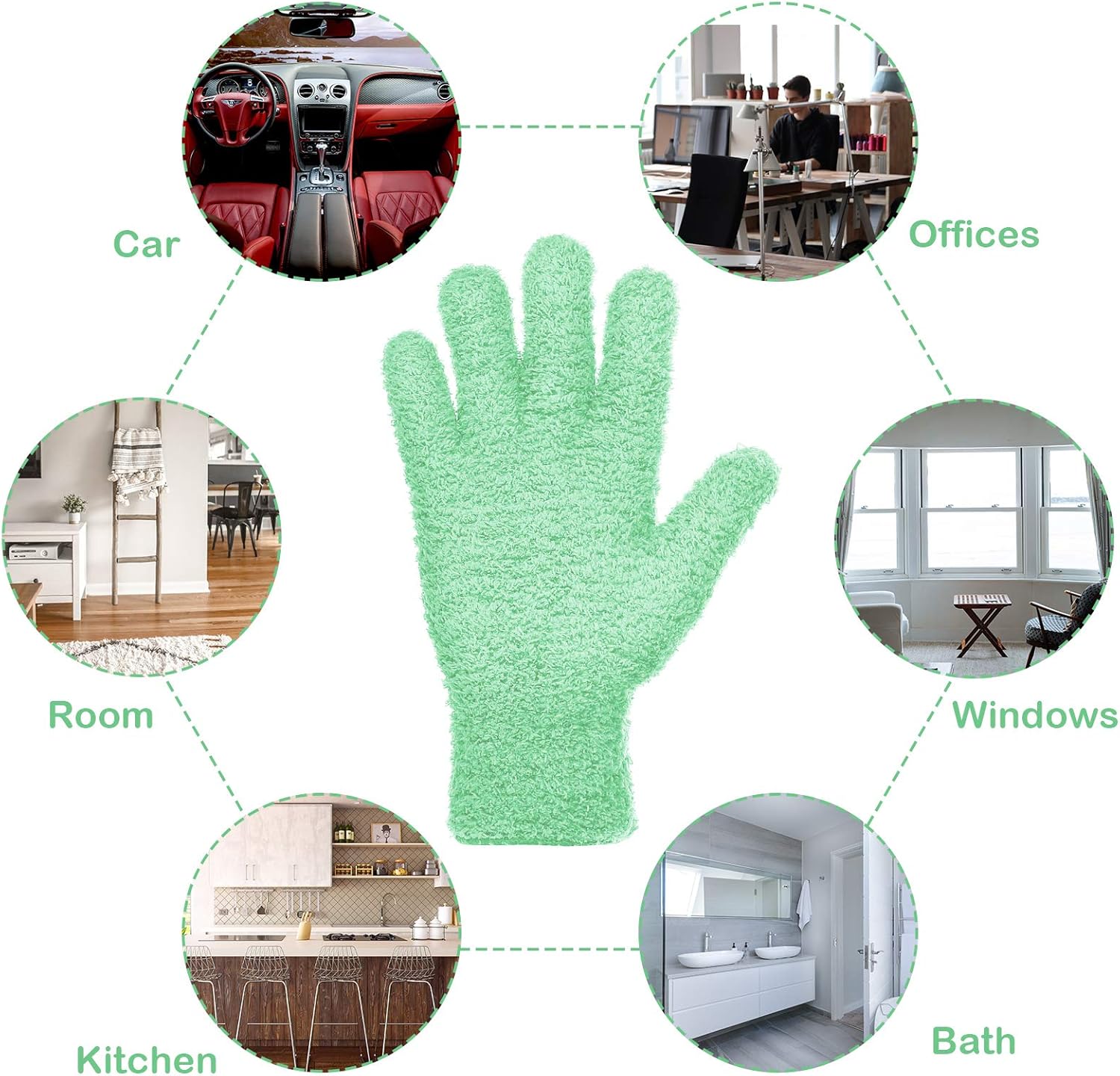 Patelai 2 Pairs Microfiber Gloves for plants Dusting Cleaning Glove Mittens House Cars Blinds