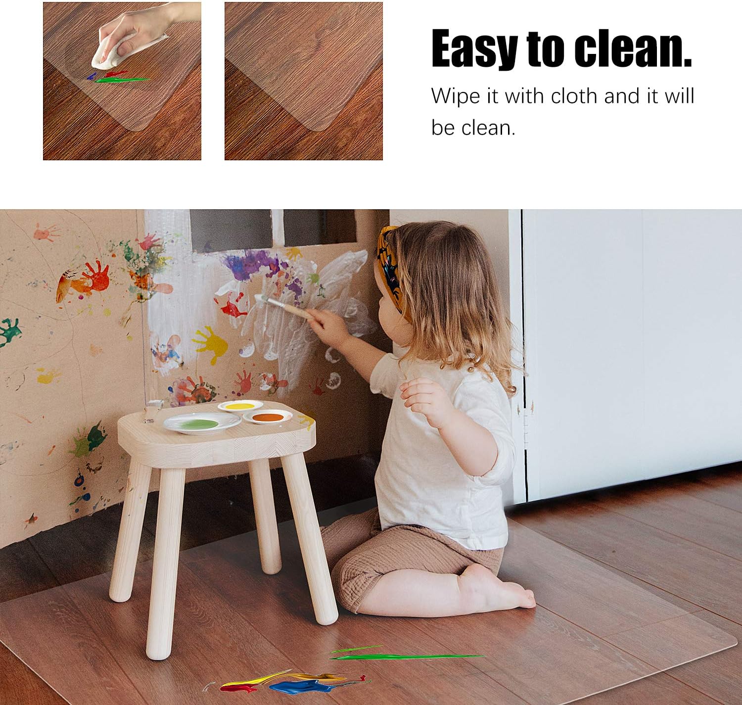 Kuyal Clear Chair mat for Hard Floors 36 x 48 inches Transparent Floor Mats Wood/Tile Protection