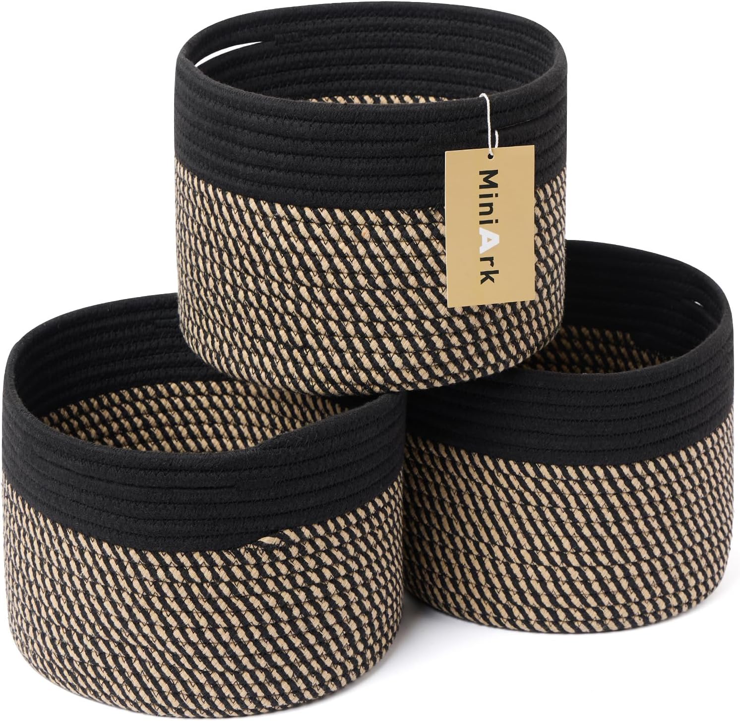 Small Basket for Organizing | Cube Shelf Closet Storage Baskets | 9.7×9.7×7.1” | Woven Rope Gift