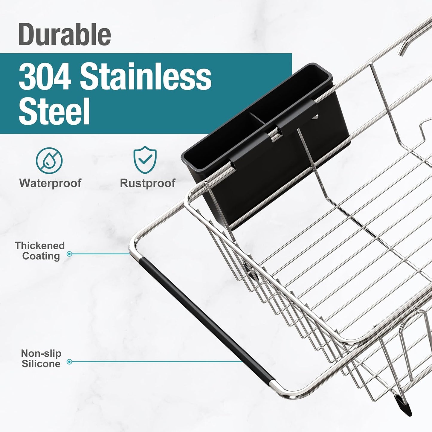 JASIWAY Dish Drying Rack in Sink, Expandable Stainless Steel Dish Drainers for Kitchen Counter