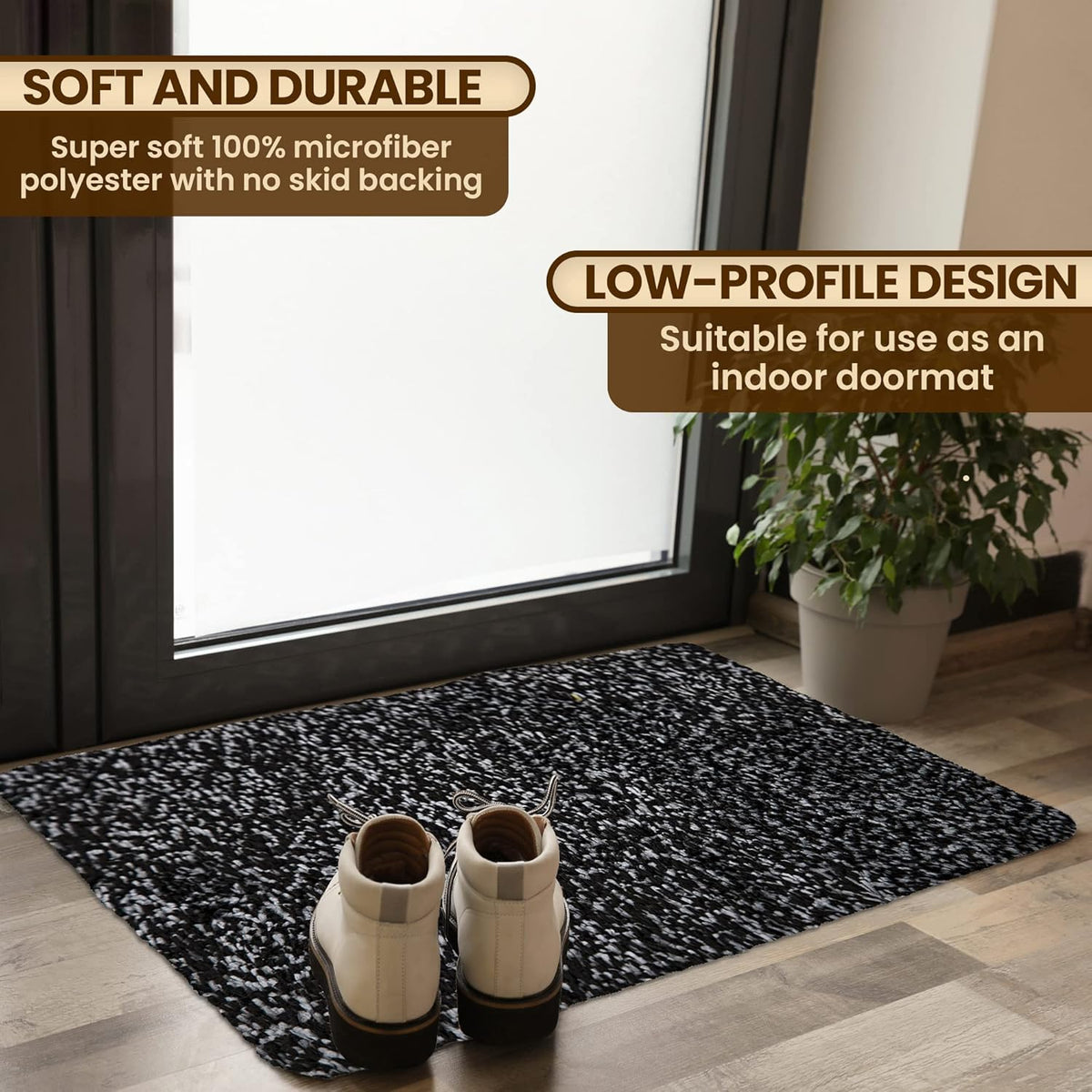 Premium Microfiber Indoor Door Mat – 36"x60" Washable Entry Mat, Non-Slip, Waterproof Backing