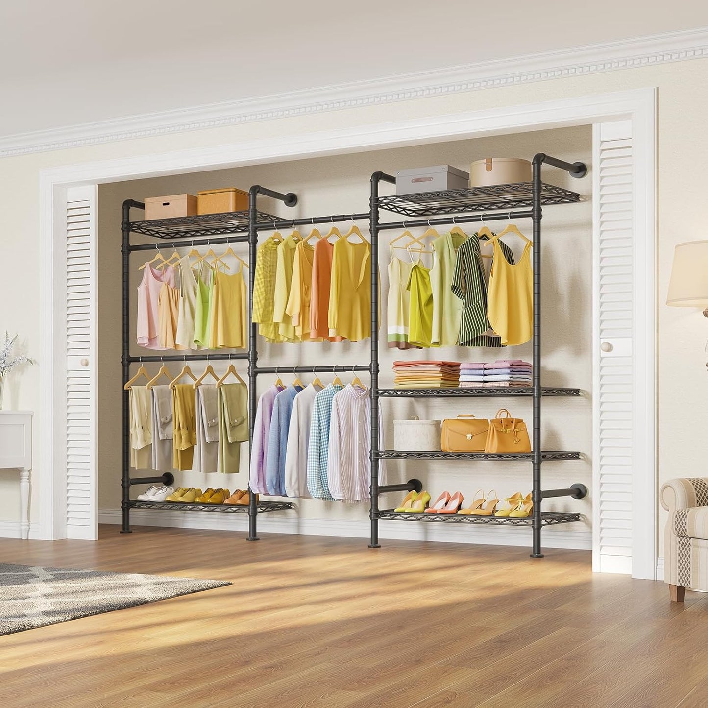 Timate F3 Garment Rack Heavy Duty Clothes Rack for Hanging Clothes, Expandable Industrial Pipe Wall