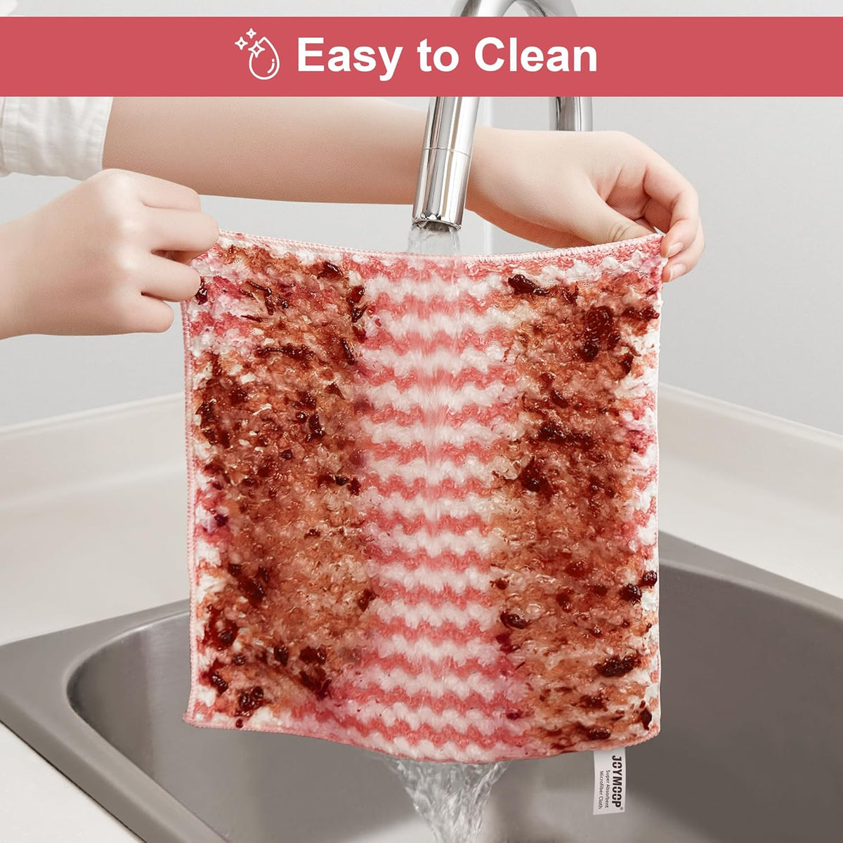 JOYMOOP Microfiber Cleaning Cloth, Mixed Color Towels with Edging, Large Size 6 Pack (11.8" x