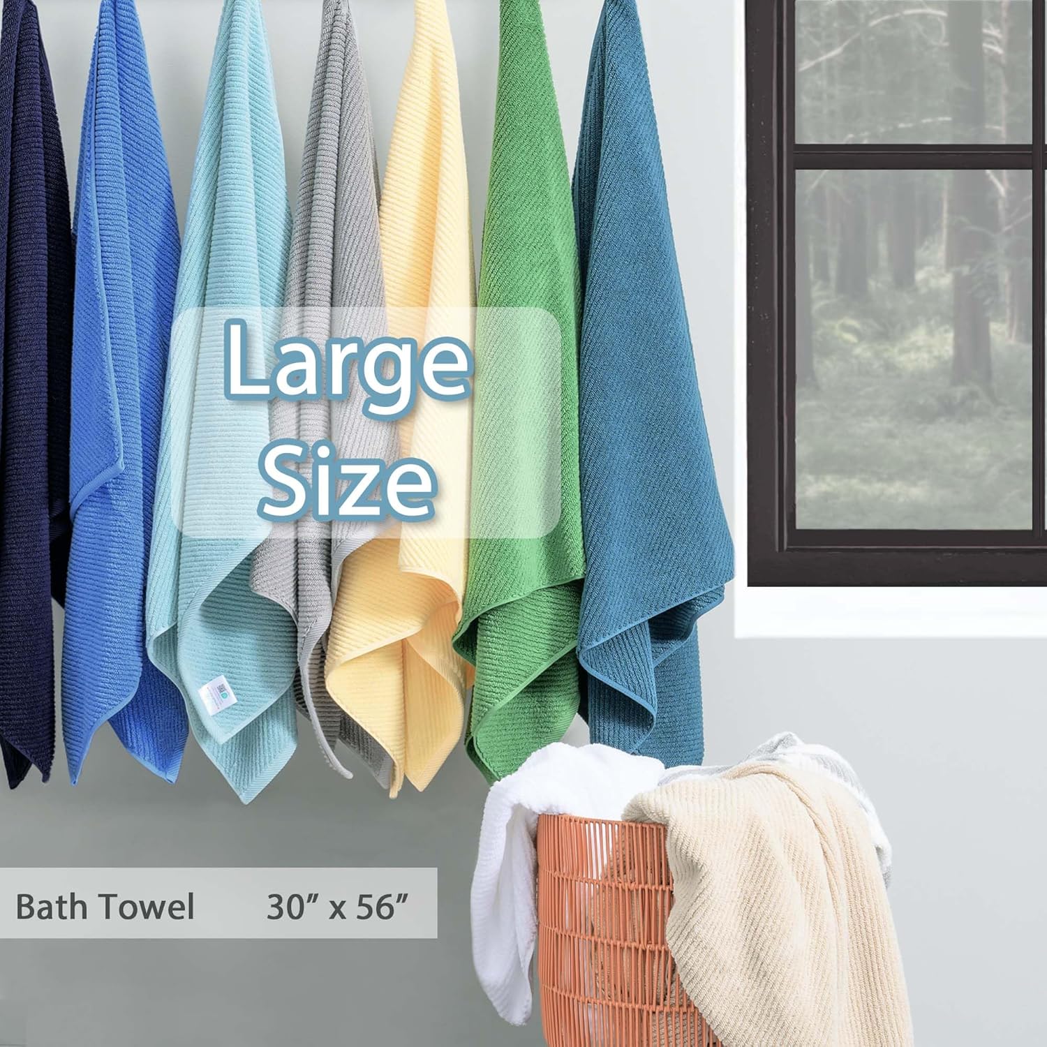 VOOVA & MOVAS Bath Towels Set of 4, Large 30" x 56" - 100% Cotton | Thick | Lightweight | Soft |