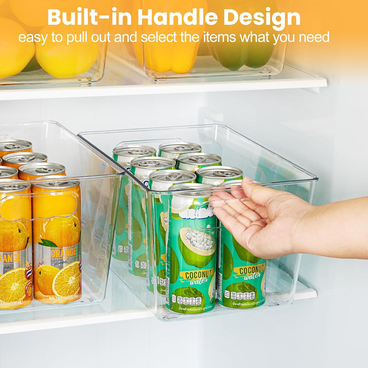 YIHONG Clear Pantry Storage Organizer Bins, 10 Pack Plastic Food Storage Bins with Handle for