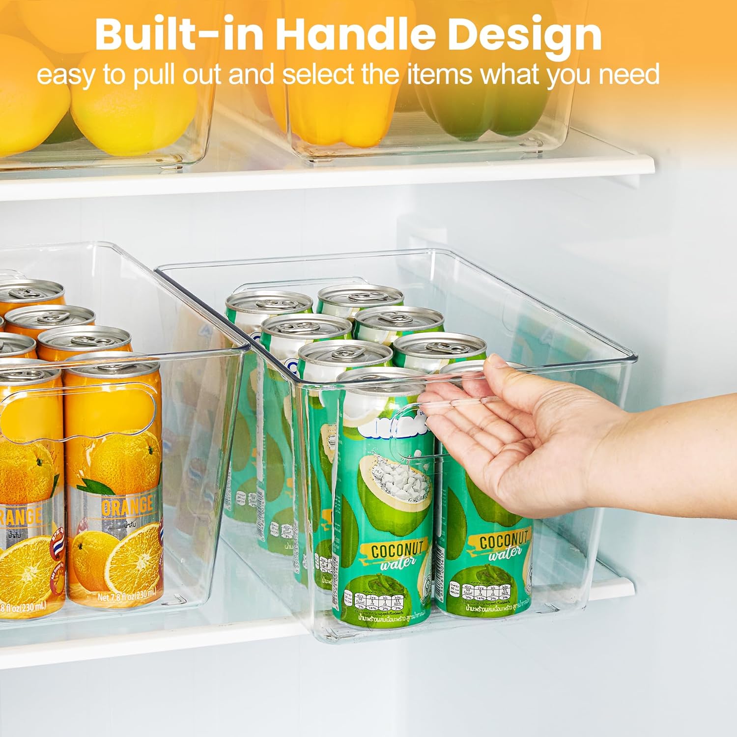 YIHONG Clear Pantry Storage Organizer Bins, 10 Pack Plastic Food Storage Bins with Handle for