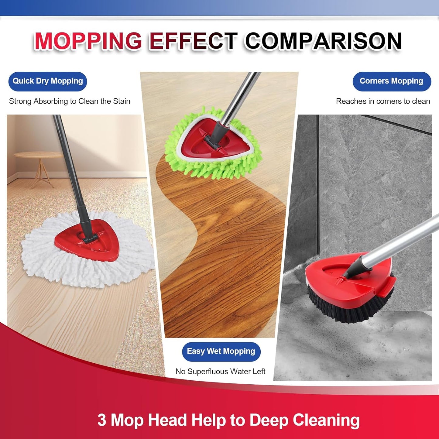 Upgraded Scrub Brush Compatible with O-Cedar EasyWring 1 System 7 Pack Triangle Mop Reusable Mop