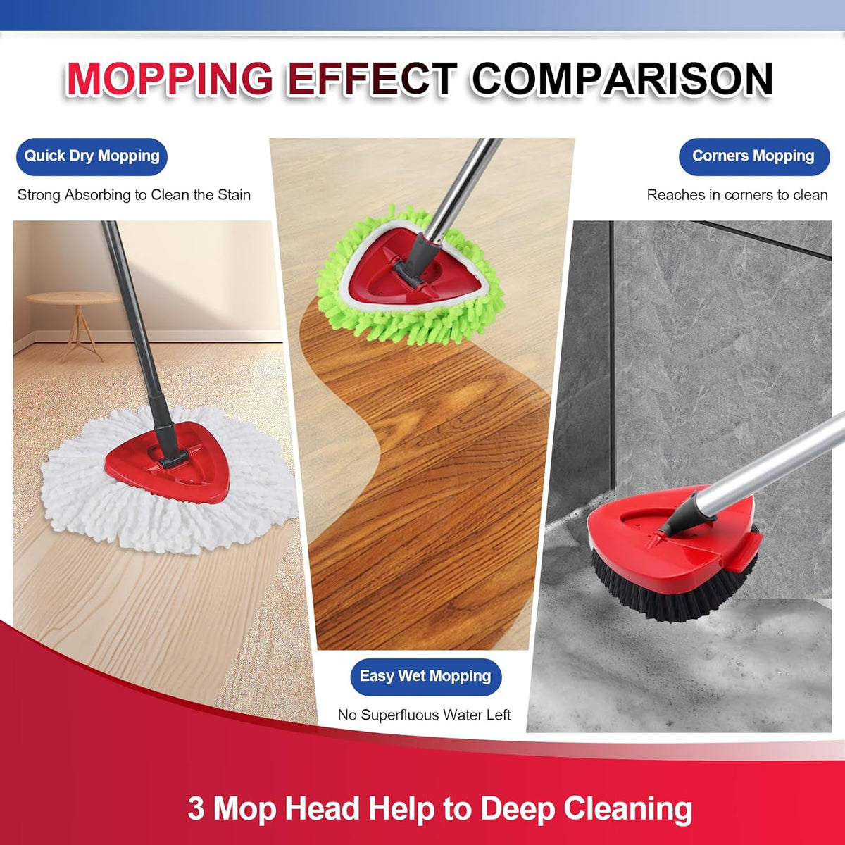 Upgraded Scrub Brush Compatible with O-Cedar EasyWring 1 System 7 Pack Triangle Mop Reusable Mop