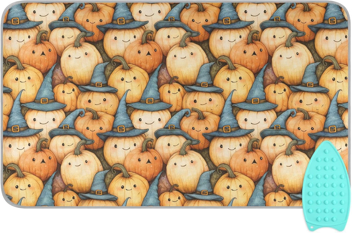 Cute Pumpkin Halloween Ironing Mat for Table top Portable Ironing Pad Blanket for Washer Dryer