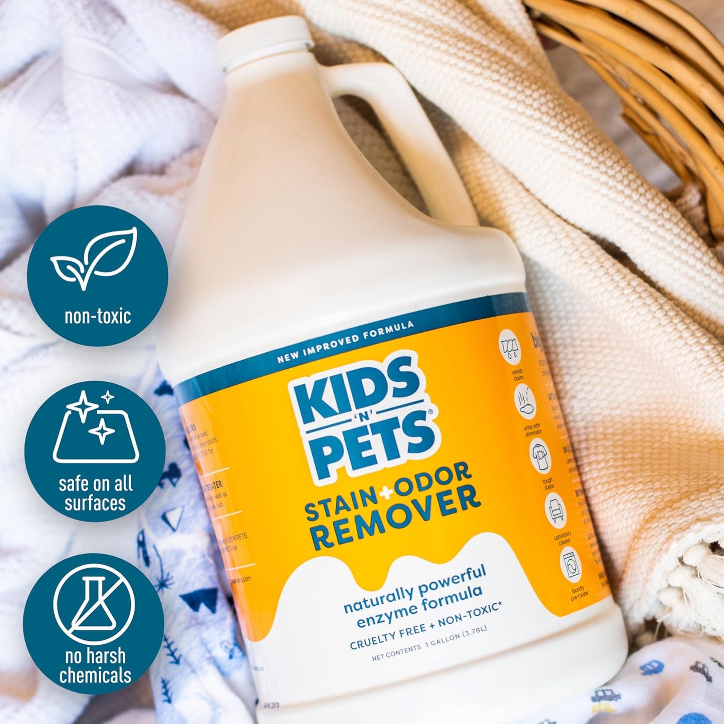 KIDS 'N' PETS Instant All-Purpose Stain & Odor Remover - Cleans Dog Pee, Cat Urine, Other Smells