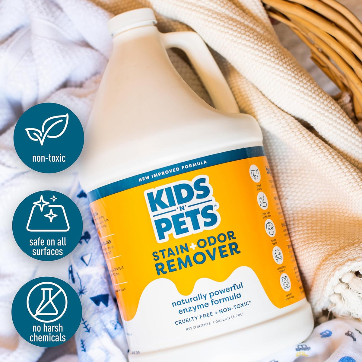KIDS 'N' PETS Instant All-Purpose Stain & Odor Remover - Cleans Dog Pee, Cat Urine, Other Smells