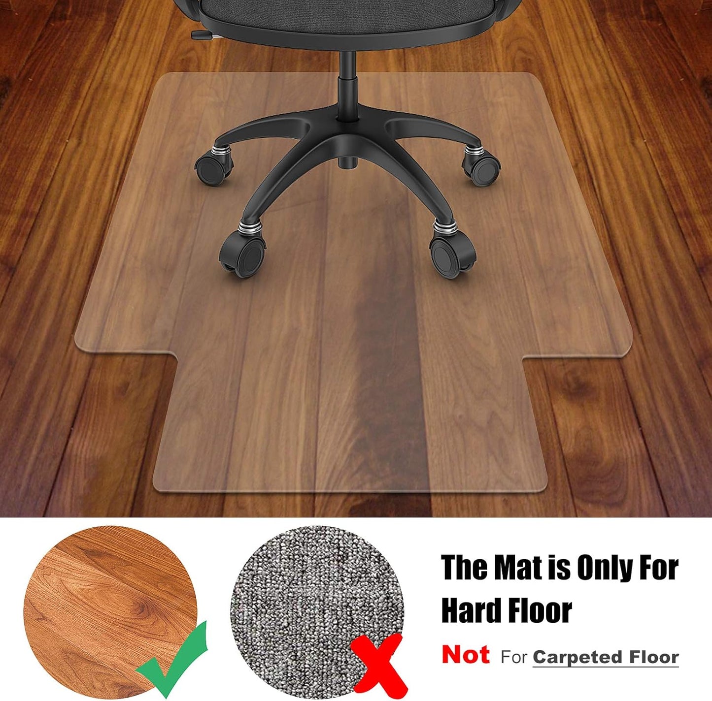 Azadx Office Chair Mat for Hardwood Floor and Tile Floor 30 x 48'', Plastic Mat for Office Chair