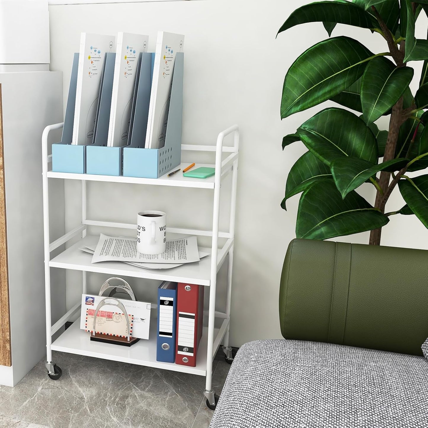 HDANI 3 Tier Rolling Cart Shelves,Heavy Duty Multifunctional Metal Frame-Supports 22 Lbs Per