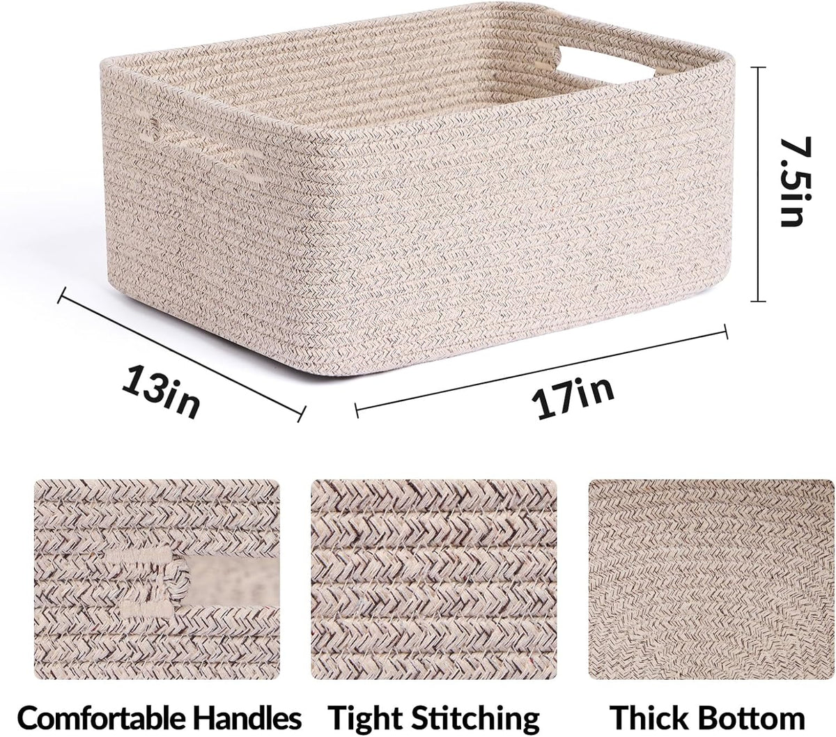 Large Storage Baskets for Organizing, Closet Shelf Baskets for Clothes Blanket Towels, Baby