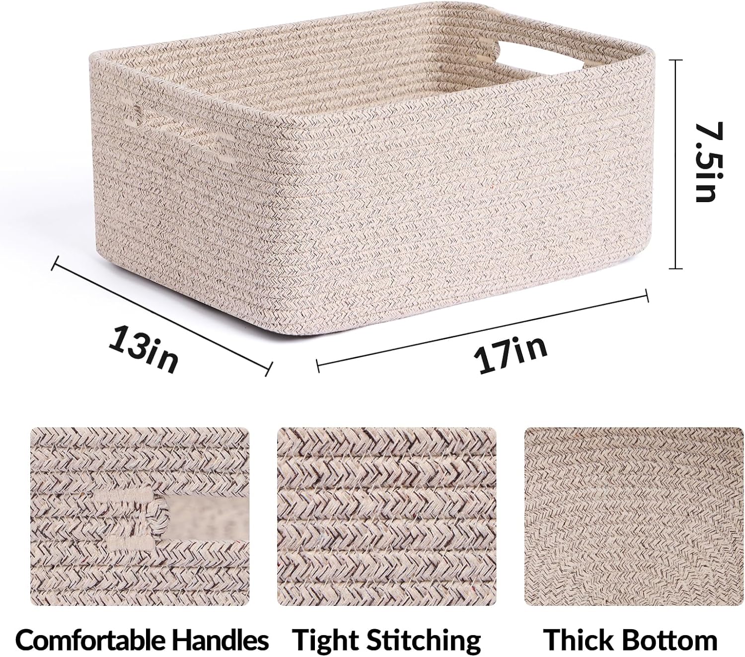 Large Storage Baskets for Shelves, Closet Organizers Bins for Clothes Blanket Towels, Baby Nursery