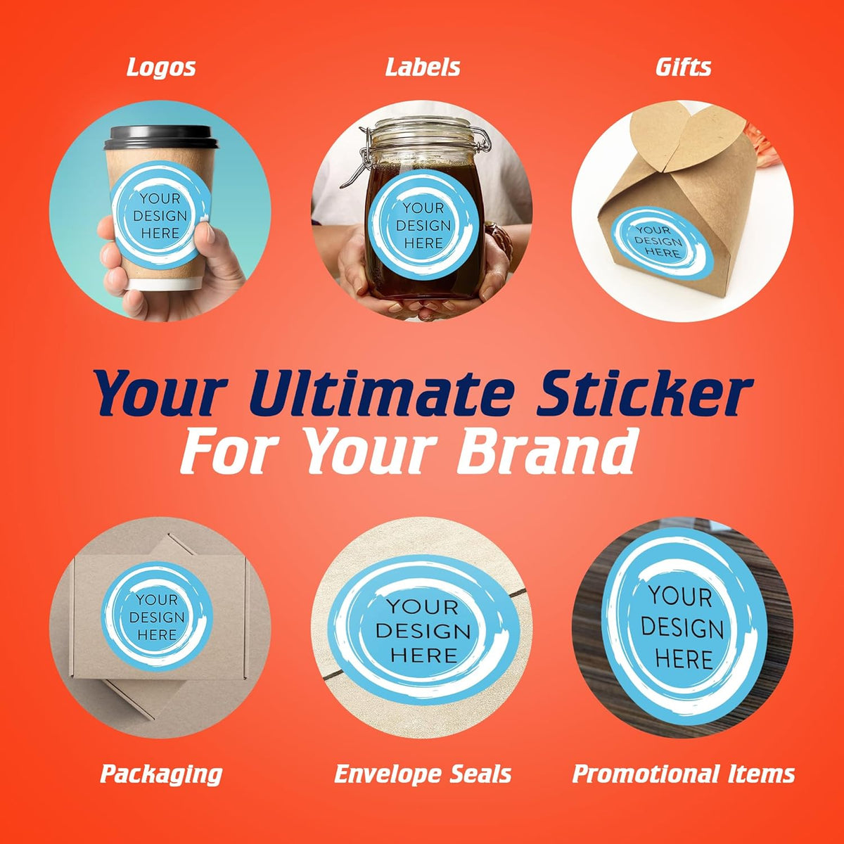 100 Custom Vinyl Stickers - Upload Your own Image, Text, Design, Logo - Personalized Logo Labels