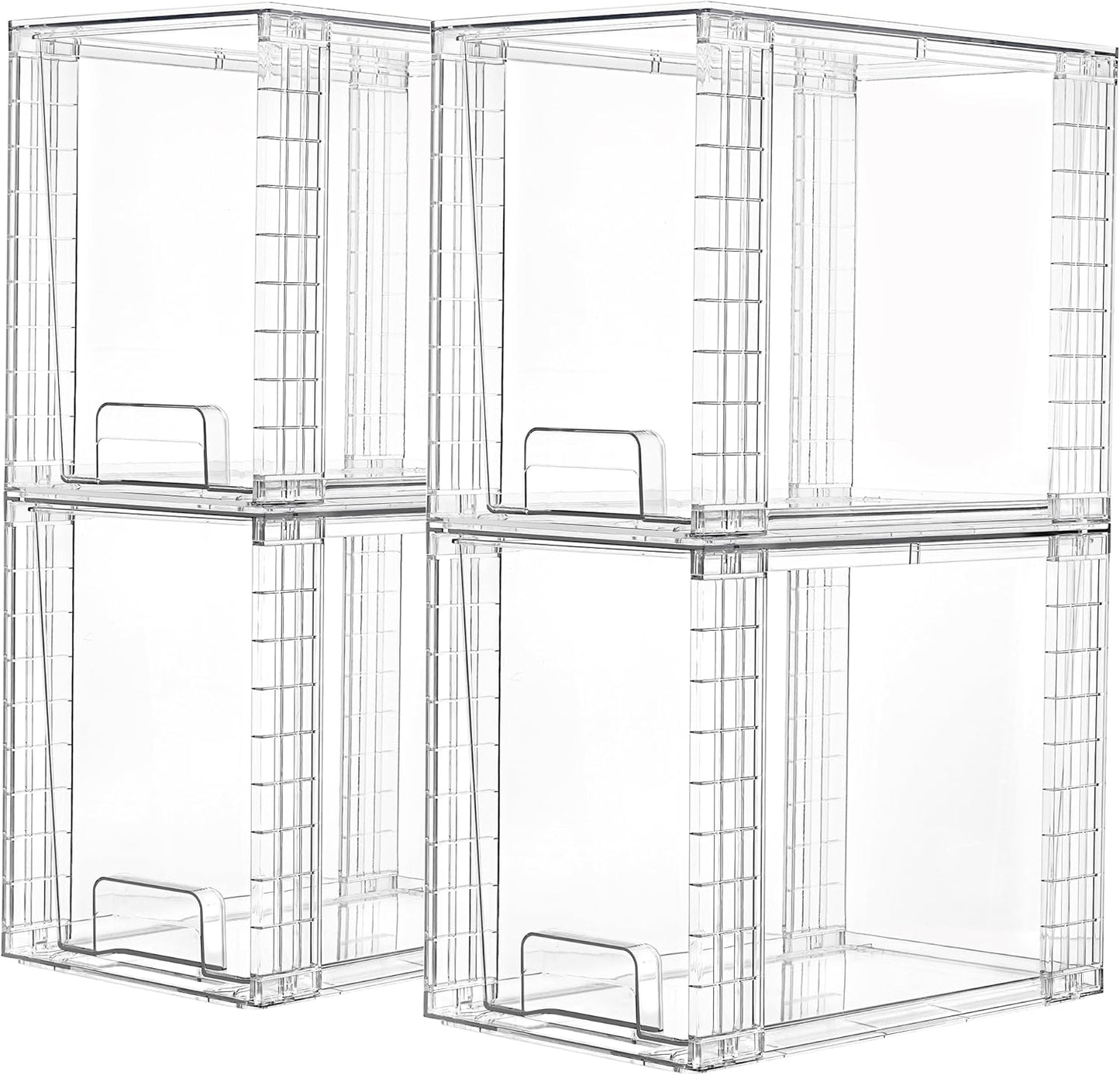 Vtopmart 4 Pack Clear Stackable Storage Drawers,9.7" High Plastic Organizers Bins for Skincare