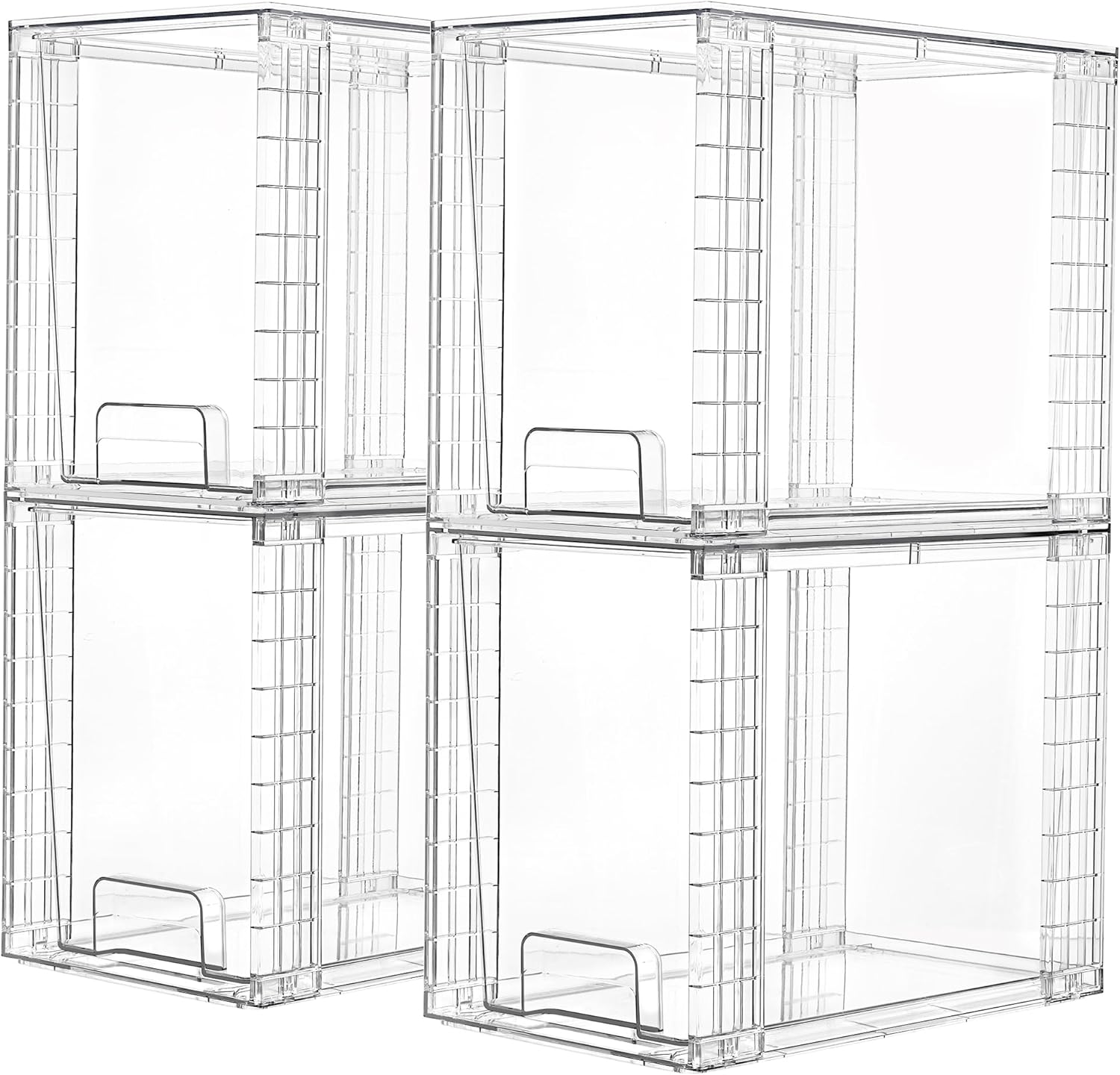 Vtopmart 4 Pack Clear Stackable Storage Drawers,9.7" High Plastic Organizers Bins for Skincare