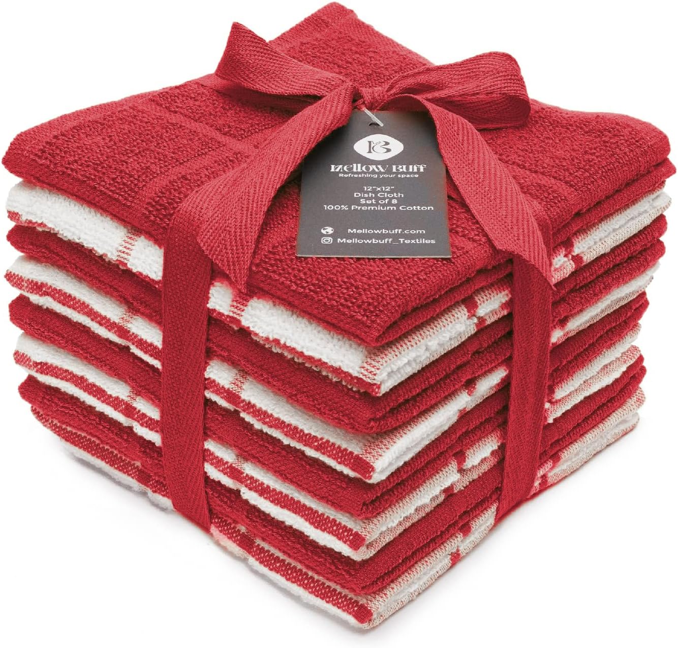 100% Cotton Terry Dish Cloth & Dish Towel, 6 Pack, Super Soft and Absorbent Kitchen Towels, Perfect