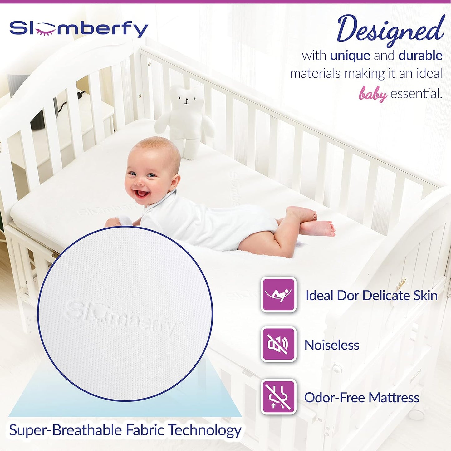Mini Crib Mattress Protector by Slumberfy, Waterproof and Hypoallergenic Mattress Protector for