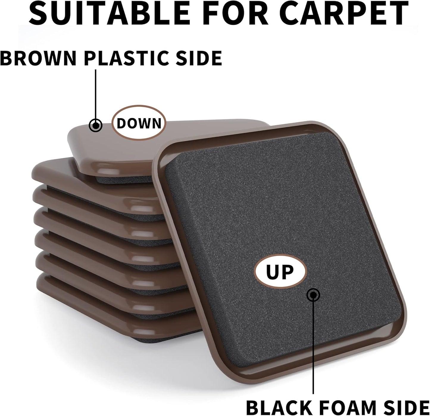 Yelanon Square Furniture Sliders – 16 PCS 2.5" Floor Protectors for Furniture - Furniture Movers