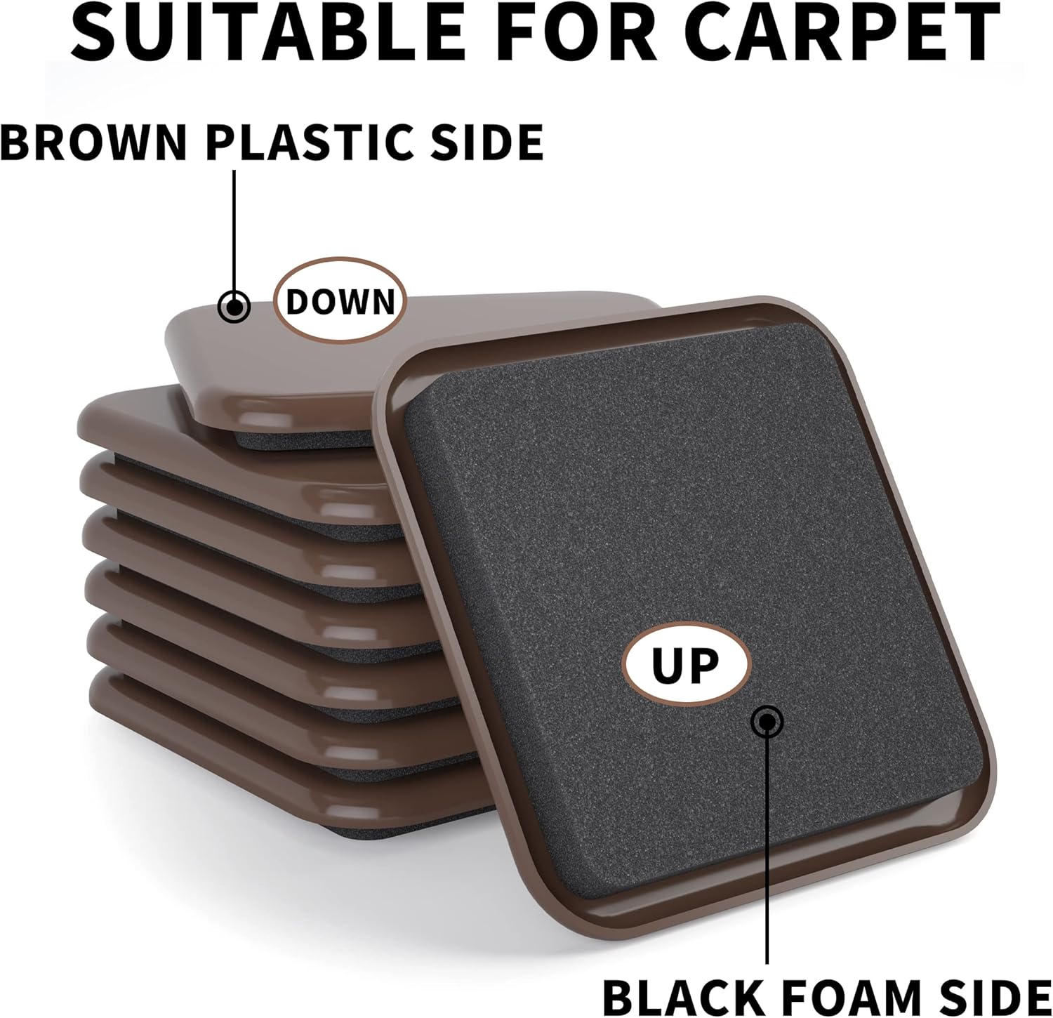 Yelanon Square Furniture Sliders – 16 PCS 2.5" Floor Protectors for Furniture - Furniture Movers