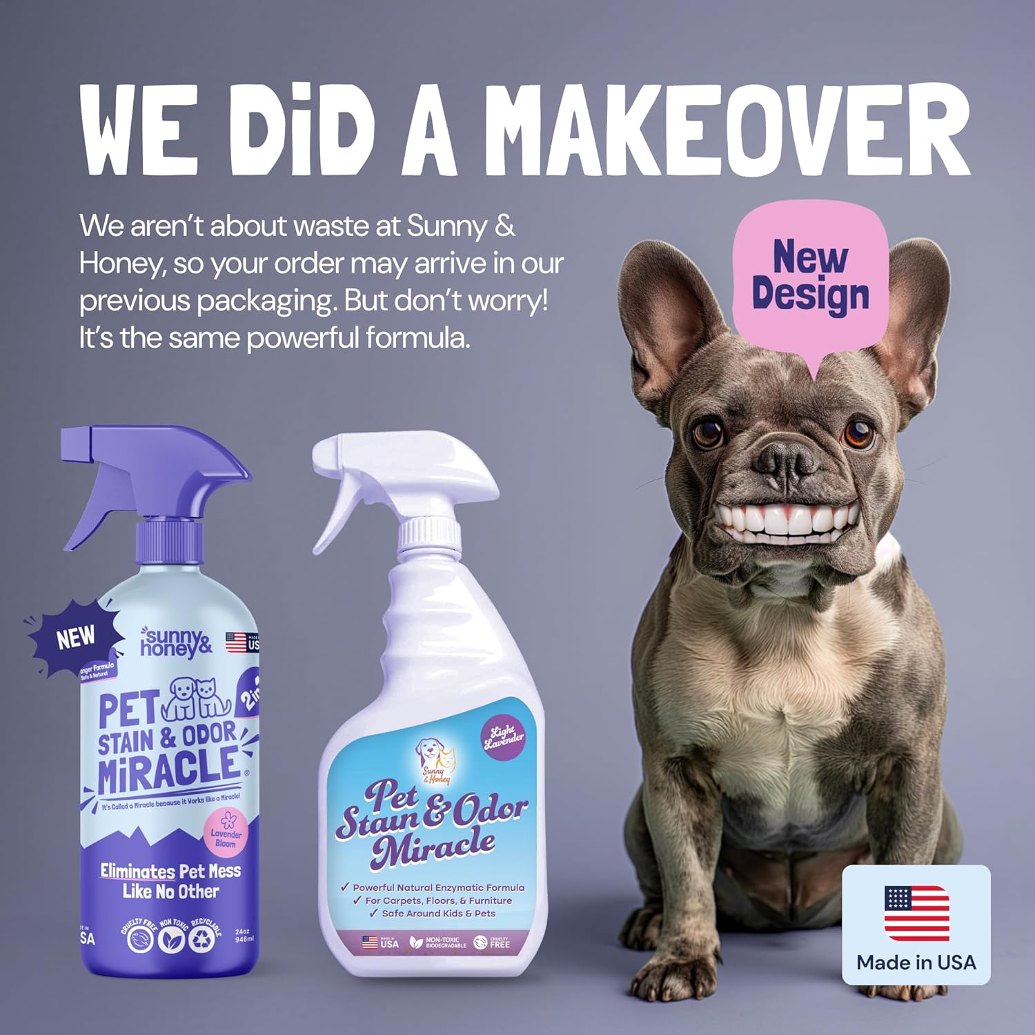 Sunny & Honey Pet Stain & Odor Miracle - 32 Fl Oz, Light Lavender Scent - Carpet Stain Remover &
