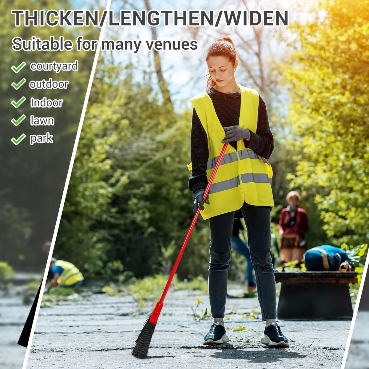 WILLBOND 20 Pcs Heavy Duty Broom Outdoor Indoor Commercial Angle Brooms Bulk for Courtyard Garage