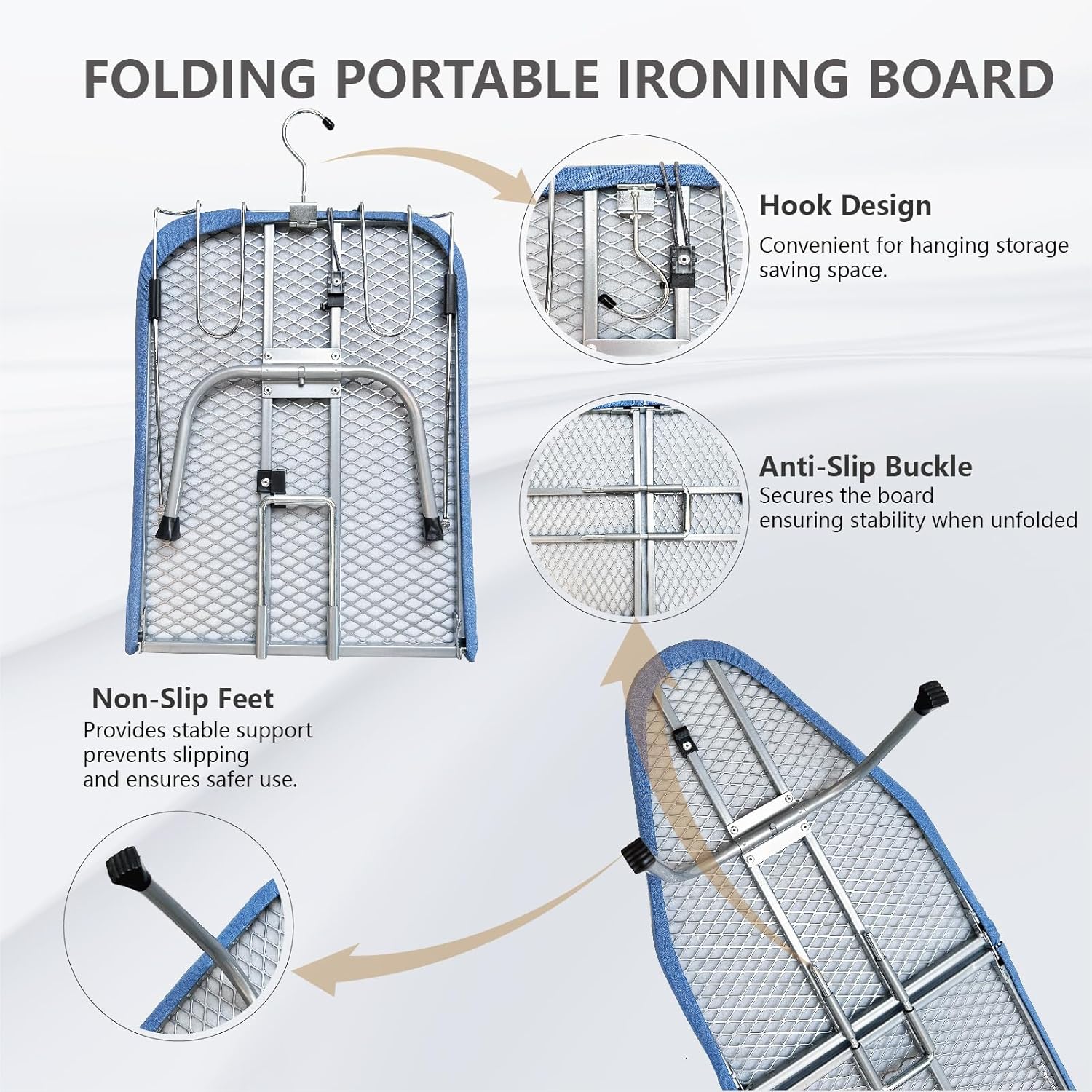 Metal Foldable Tabletop Ironing Board with Iron Rest, Portable Ironing Board Small with Heat