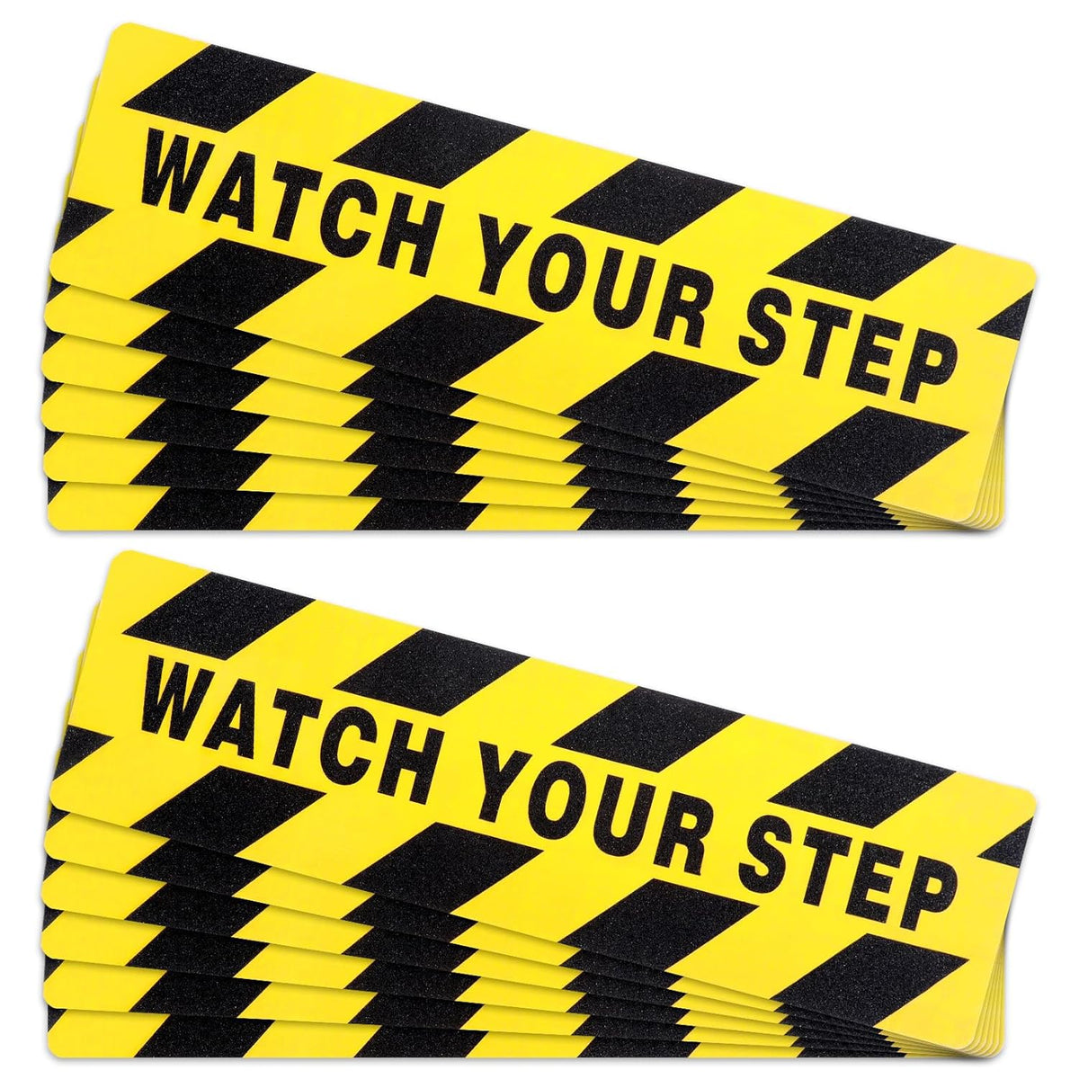 Boao 12 Pieces Watch Your Step Stickers Sign 6 x 24 Inch Caution Watch Your Step Floor Decals