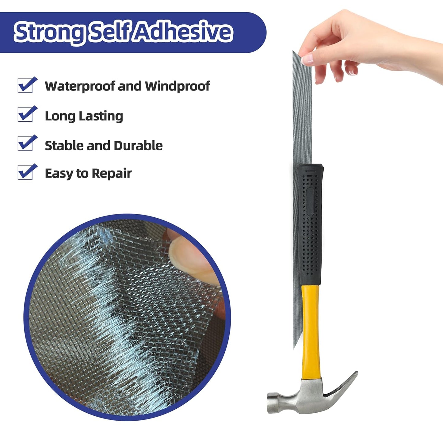 KING MOUNTAIN Black Window Screen Repair Tape,3inX10FT Heavy Duty Screen Repair Kit for Window