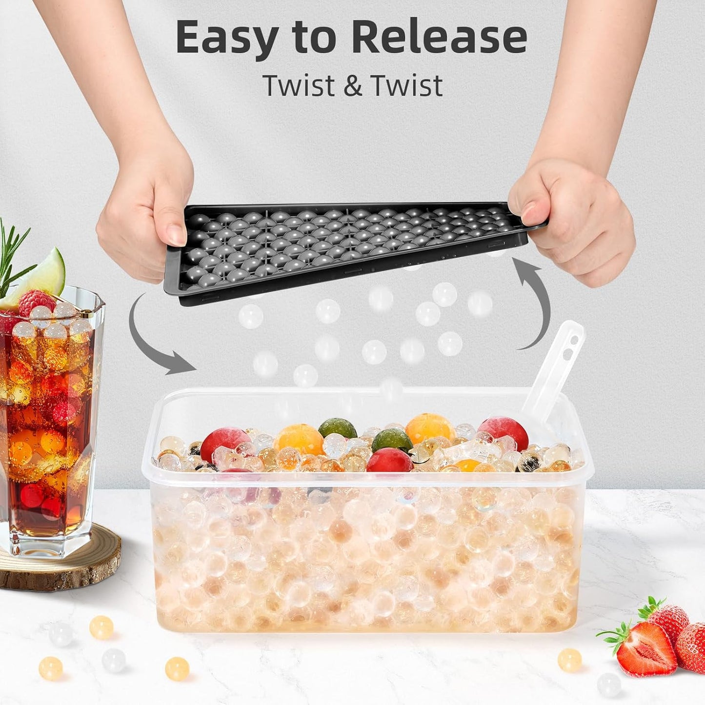 WIBIMEN Mini Ice Cube Trays, Small Tiny Round Pebble Crushed Nugget Ice Trays for Freezer with Lid